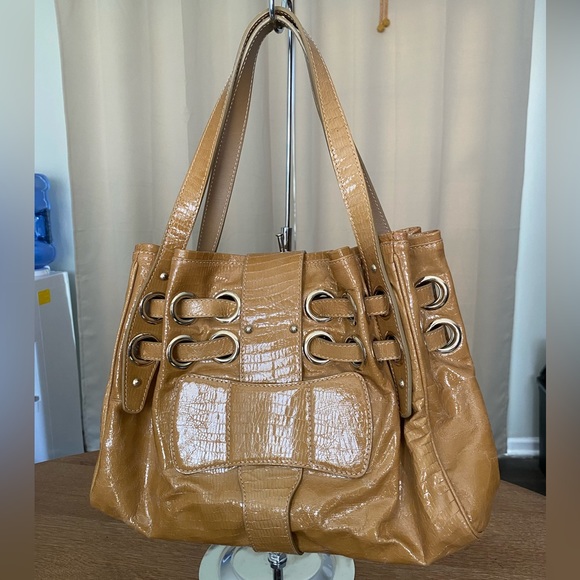 JIMMY CHOO TAN LIZARD PRINT LEATHER HANDBAG - Picture 4 of 10